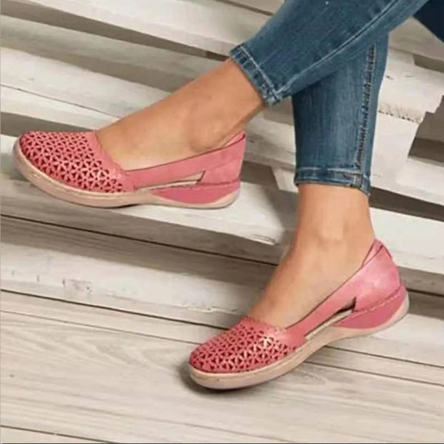 Aniywn Women's Criss Cross Strap Ballet Flat Shoes Elastic Ankle Strap Slip On Flats Shoes Casual Non Slip Walking Shoes