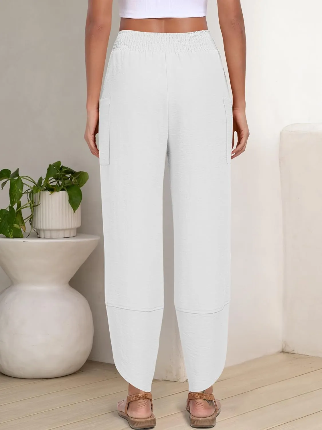 ANRABESS Womens Wide Leg Palazzo Capri Pants 2025 Summer Casual Loose High Waisted Lounge Flowy Cropped Beach Work Trousers