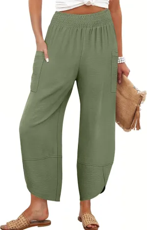 ANRABESS Womens Wide Leg Palazzo Capri Pants 2025 Summer Casual Loose High Waisted Lounge Flowy Cropped Beach Work Trousers