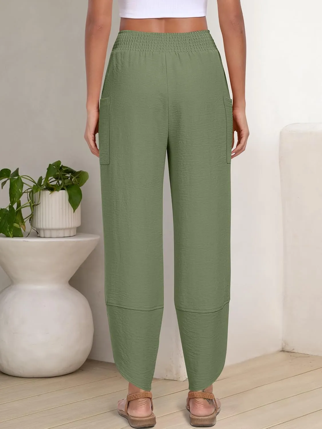 ANRABESS Womens Wide Leg Palazzo Capri Pants 2025 Summer Casual Loose High Waisted Lounge Flowy Cropped Beach Work Trousers
