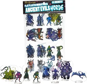 Arcknight Flat Plastic Miniatures: Ancient Evils Horde; 31 Unique Evil-Themed Enemy Minis for DND 5e and Pathfinder; Affordable, Skinny Figurines for Dungeons and Dragons and Other Tabletop RPG Games