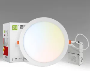 ASD 1 Pack 12 Inch LED Recessed Lighting, 5 CCT 2700K-5000K CRI90 , 24W 90W Eqv, Ultra Thin Dimmable Ceiling Lights with J Box, Canless Wafer Downlight, Round Slim Panel Light, UL Energy Star, White