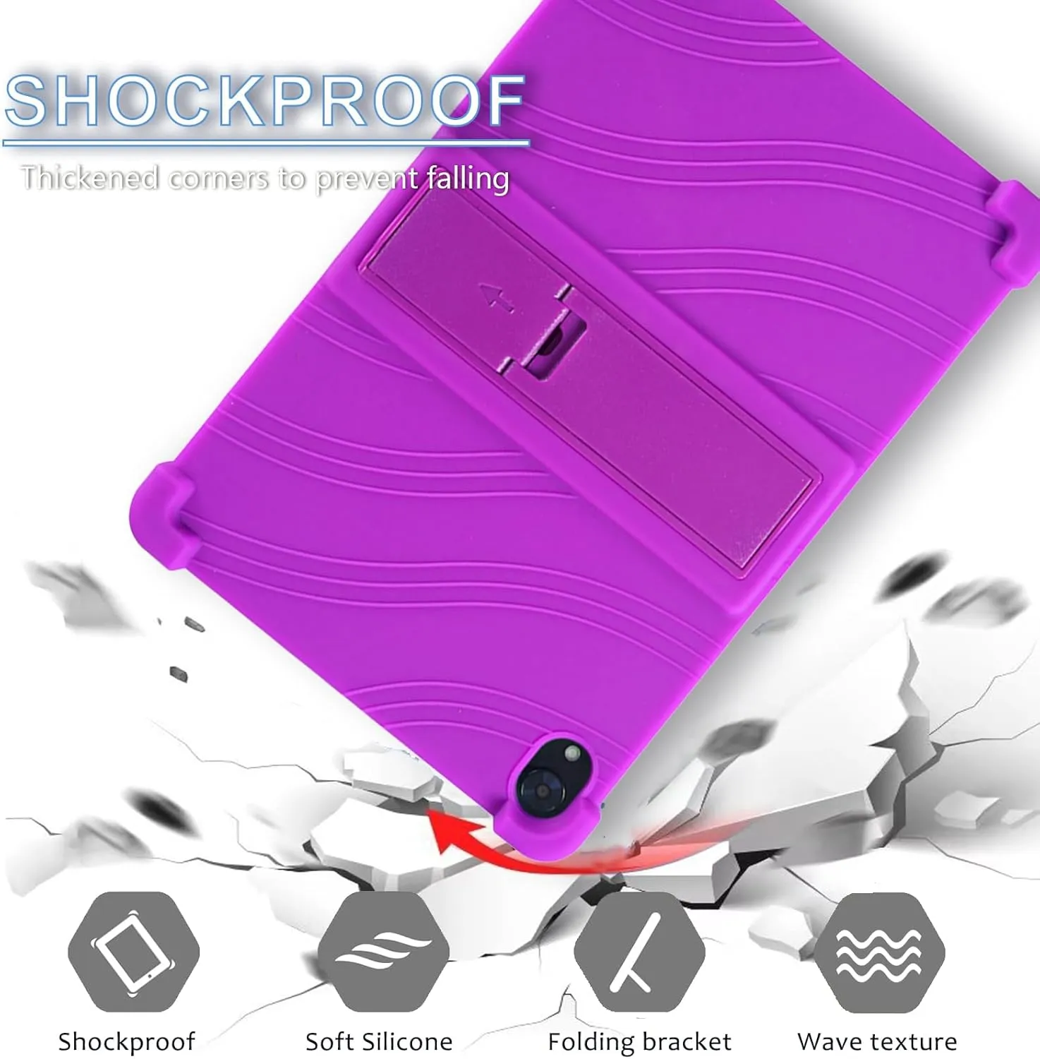 ATOOZ for Urao C107 Tablet Case 10.1 inch,Soft Silicone Kids Case for Urao 10.1 inch Tablet 2025 with Stand (Purple)