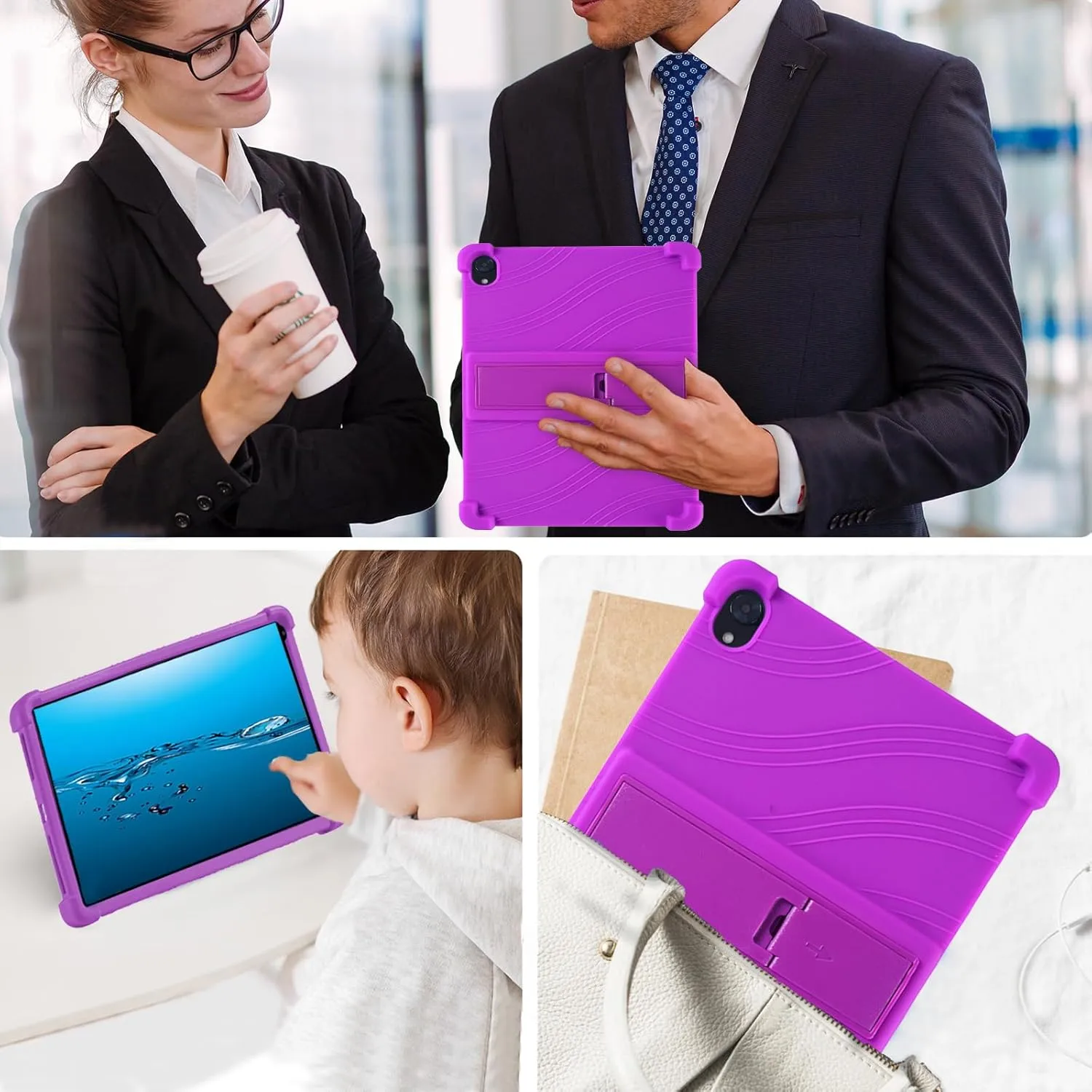 ATOOZ for Urao C107 Tablet Case 10.1 inch,Soft Silicone Kids Case for Urao 10.1 inch Tablet 2025 with Stand (Purple)
