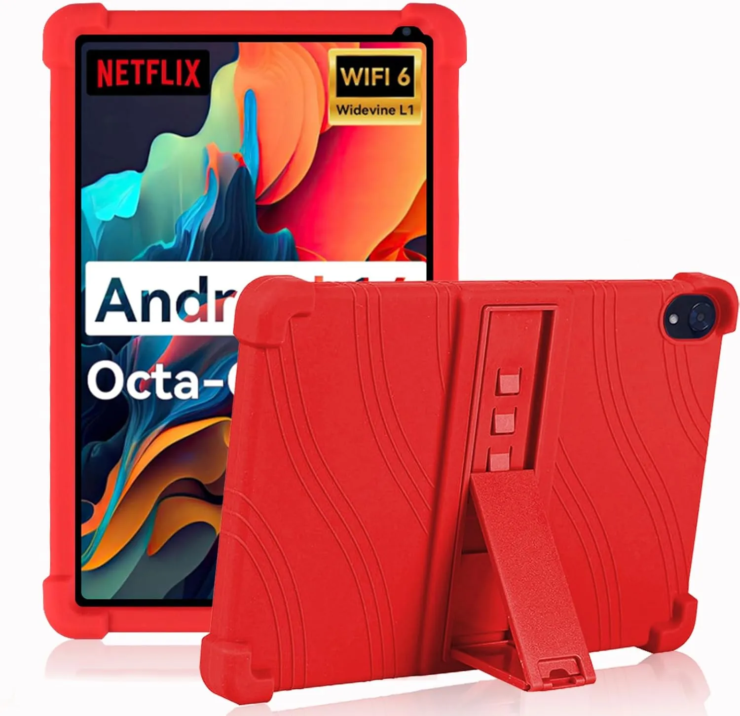 ATOOZ for Urao C107 Tablet Case 10.1 inch,Soft Silicone Kids Case for Urao 10.1 inch Tablet 2025 with Stand (Red)