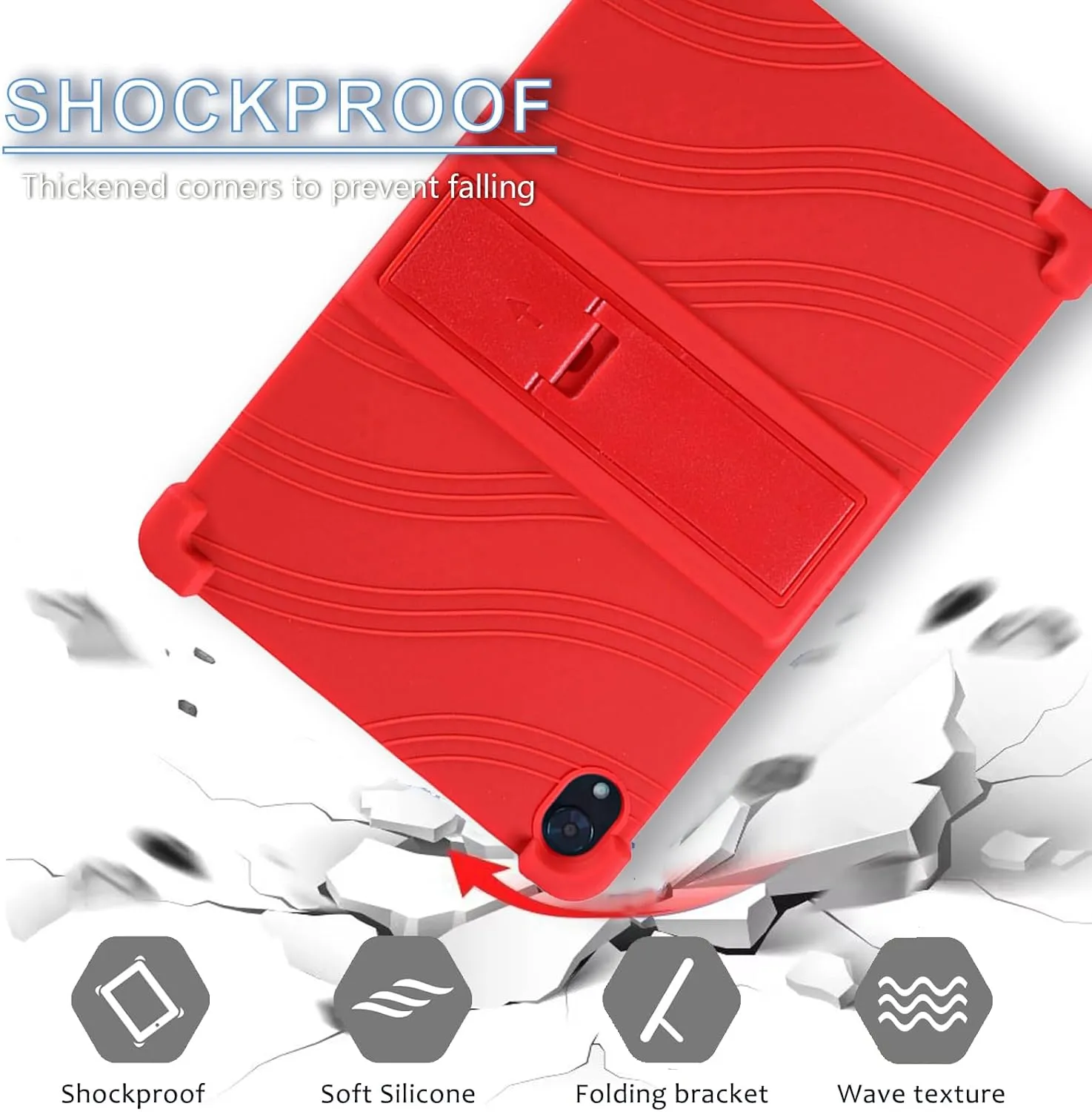 ATOOZ for Urao C107 Tablet Case 10.1 inch,Soft Silicone Kids Case for Urao 10.1 inch Tablet 2025 with Stand (Red)