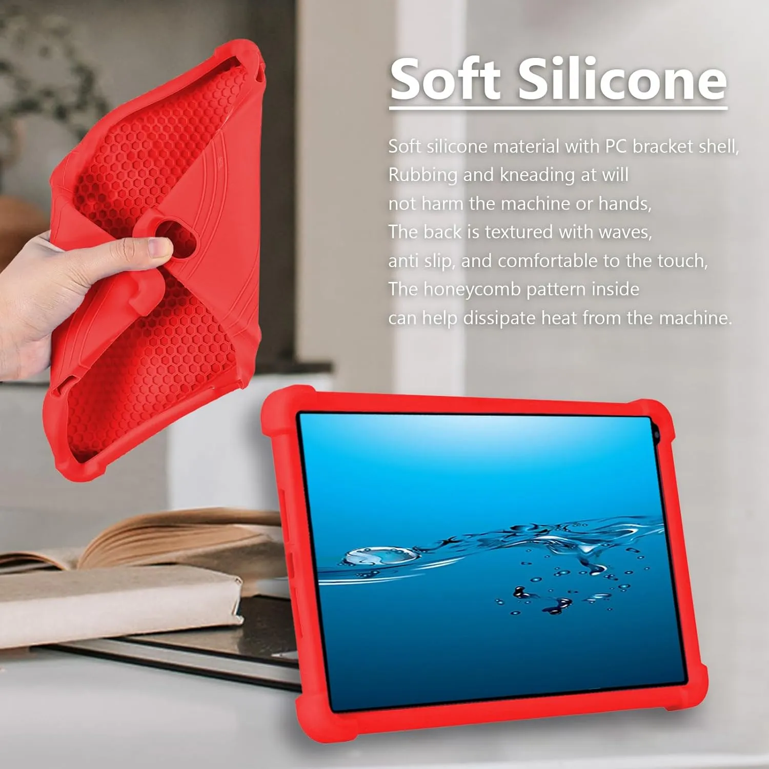 ATOOZ for Urao C107 Tablet Case 10.1 inch,Soft Silicone Kids Case for Urao 10.1 inch Tablet 2025 with Stand (Red)