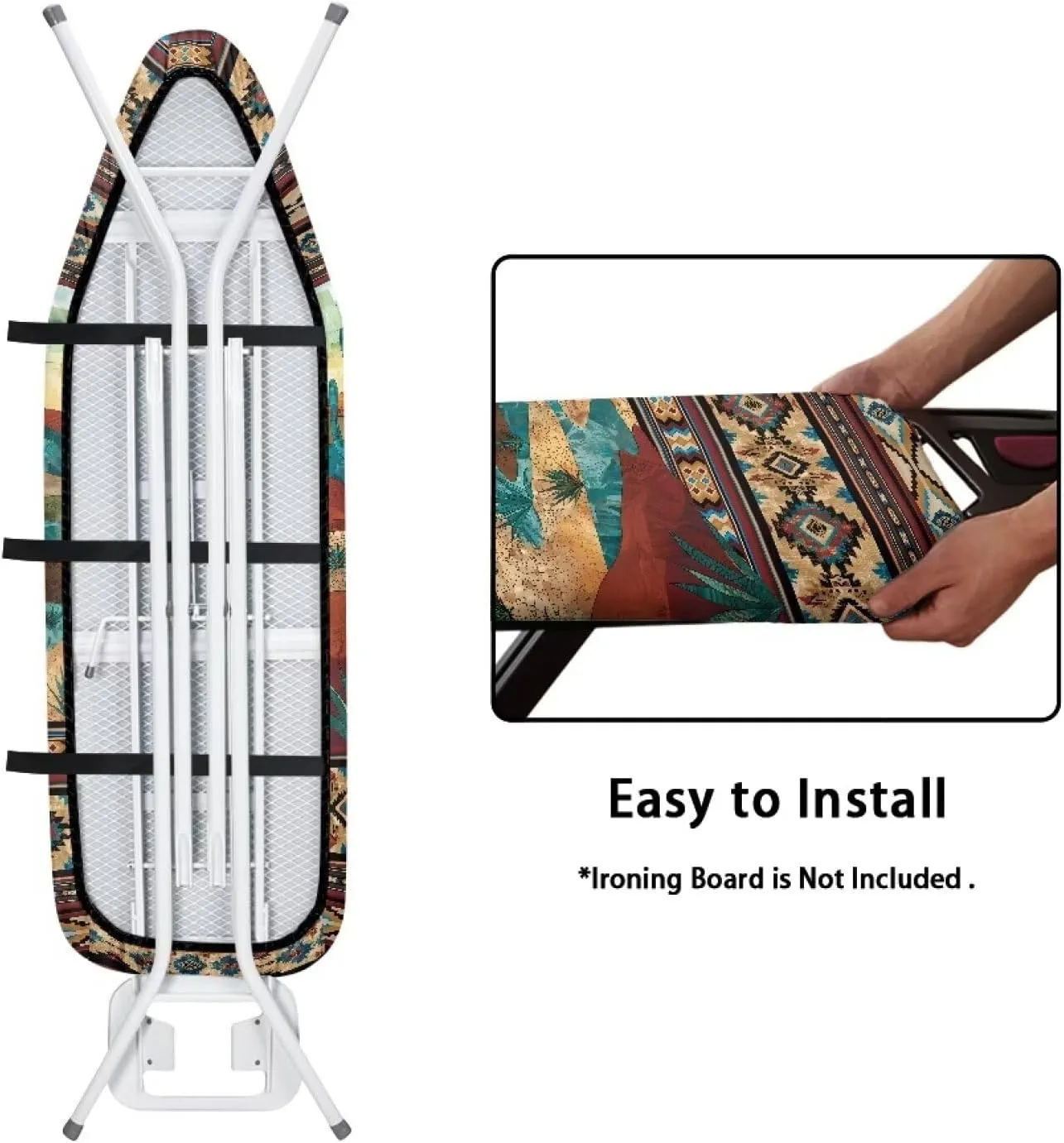 Aztec Iron Replacement Cover with Desert Oasis Thick Padding with Hook and Loop, Fits Standard Soft Fabric Ironing Boards Cover