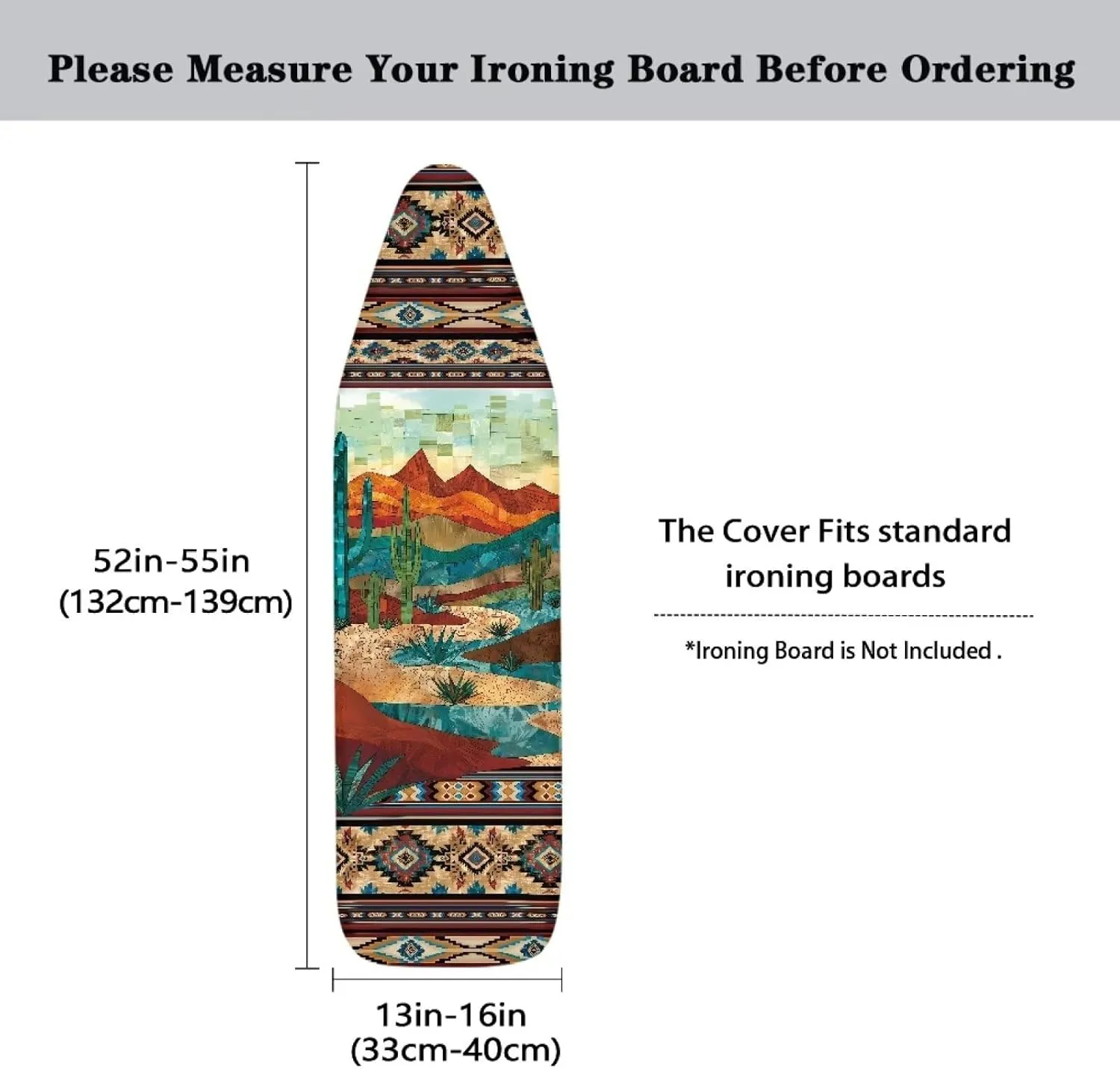 Aztec Iron Replacement Cover with Desert Oasis Thick Padding with Hook and Loop, Fits Standard Soft Fabric Ironing Boards Cover