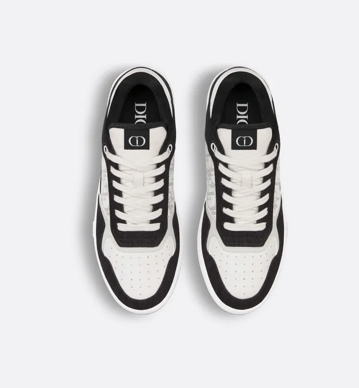 B27 Low-Top Sneaker • White Smooth Calfskin, Black Denim and White Dior Oblique Galaxy Leather