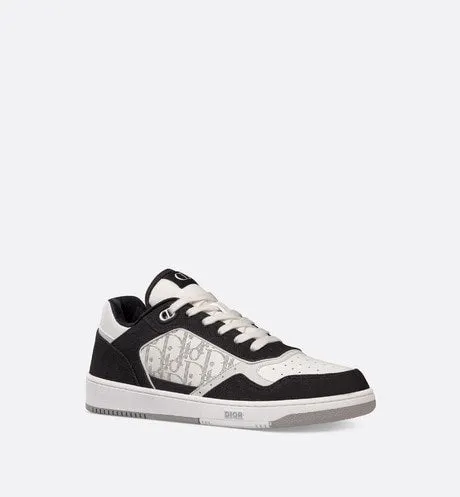 B27 Low-Top Sneaker • White Smooth Calfskin, Black Denim and White Dior Oblique Galaxy Leather