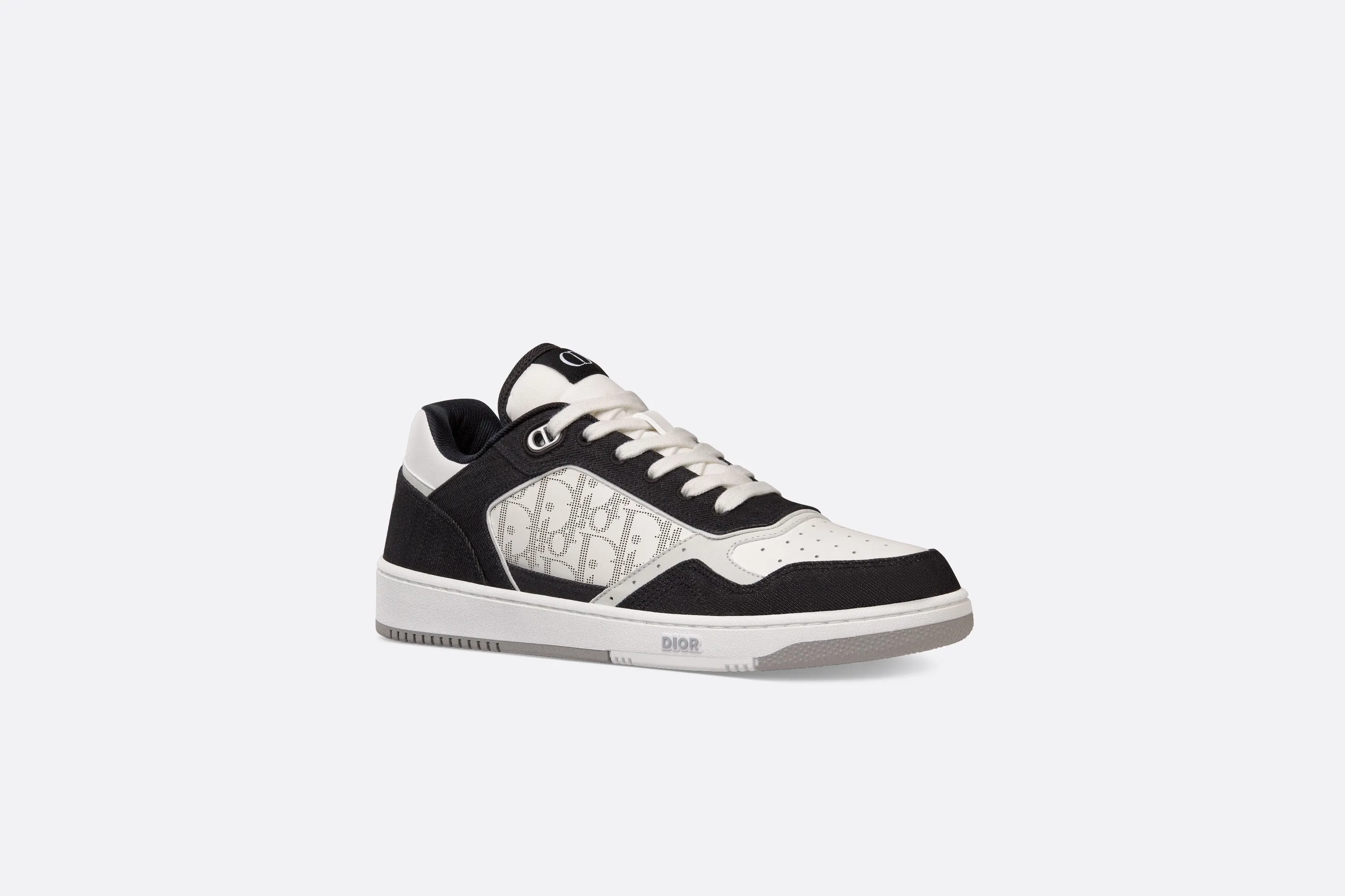 B27 Low-Top Sneaker • White Smooth Calfskin, Black Denim and White Dior Oblique Galaxy Leather