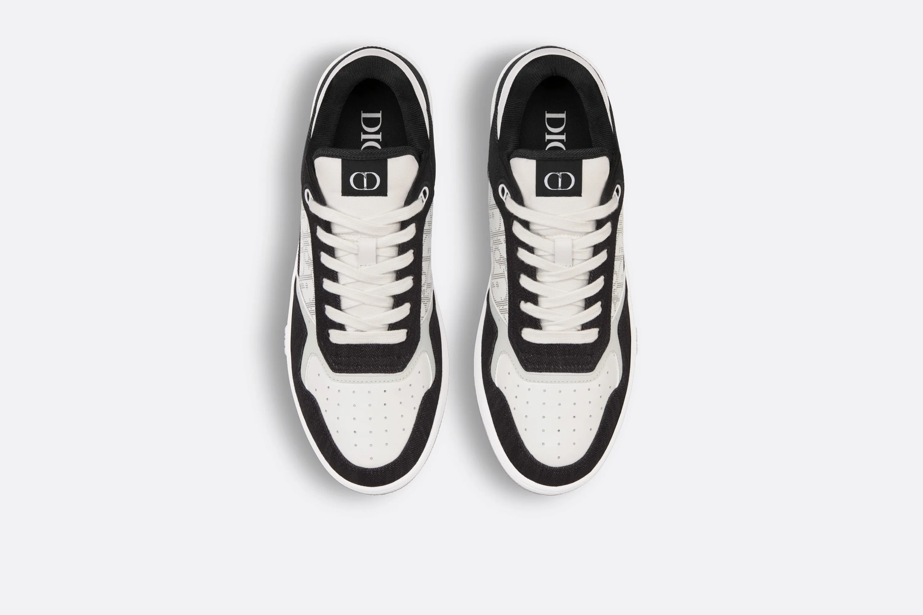 B27 Low-Top Sneaker • White Smooth Calfskin, Black Denim and White Dior Oblique Galaxy Leather