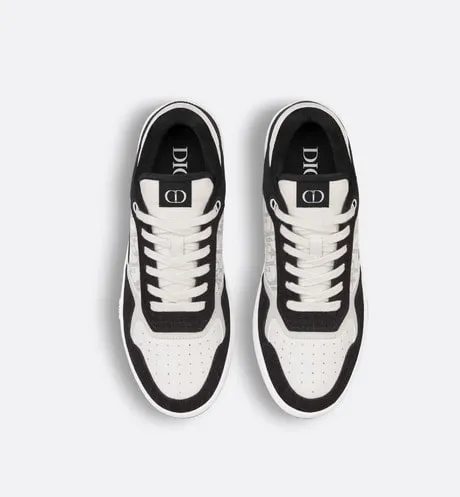 B27 Low-Top Sneaker • White Smooth Calfskin, Black Denim and White Dior Oblique Galaxy Leather