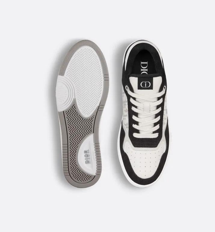 B27 Low-Top Sneaker • White Smooth Calfskin, Black Denim and White Dior Oblique Galaxy Leather