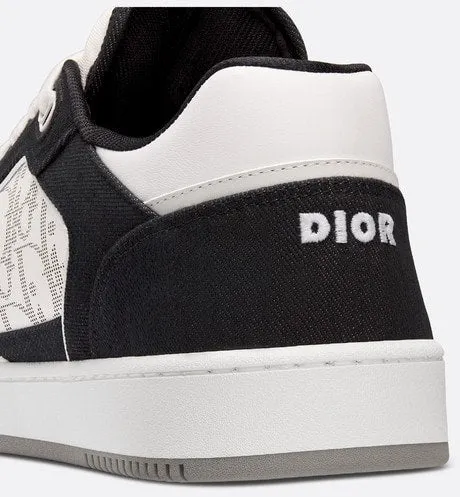 B27 Low-Top Sneaker • White Smooth Calfskin, Black Denim and White Dior Oblique Galaxy Leather