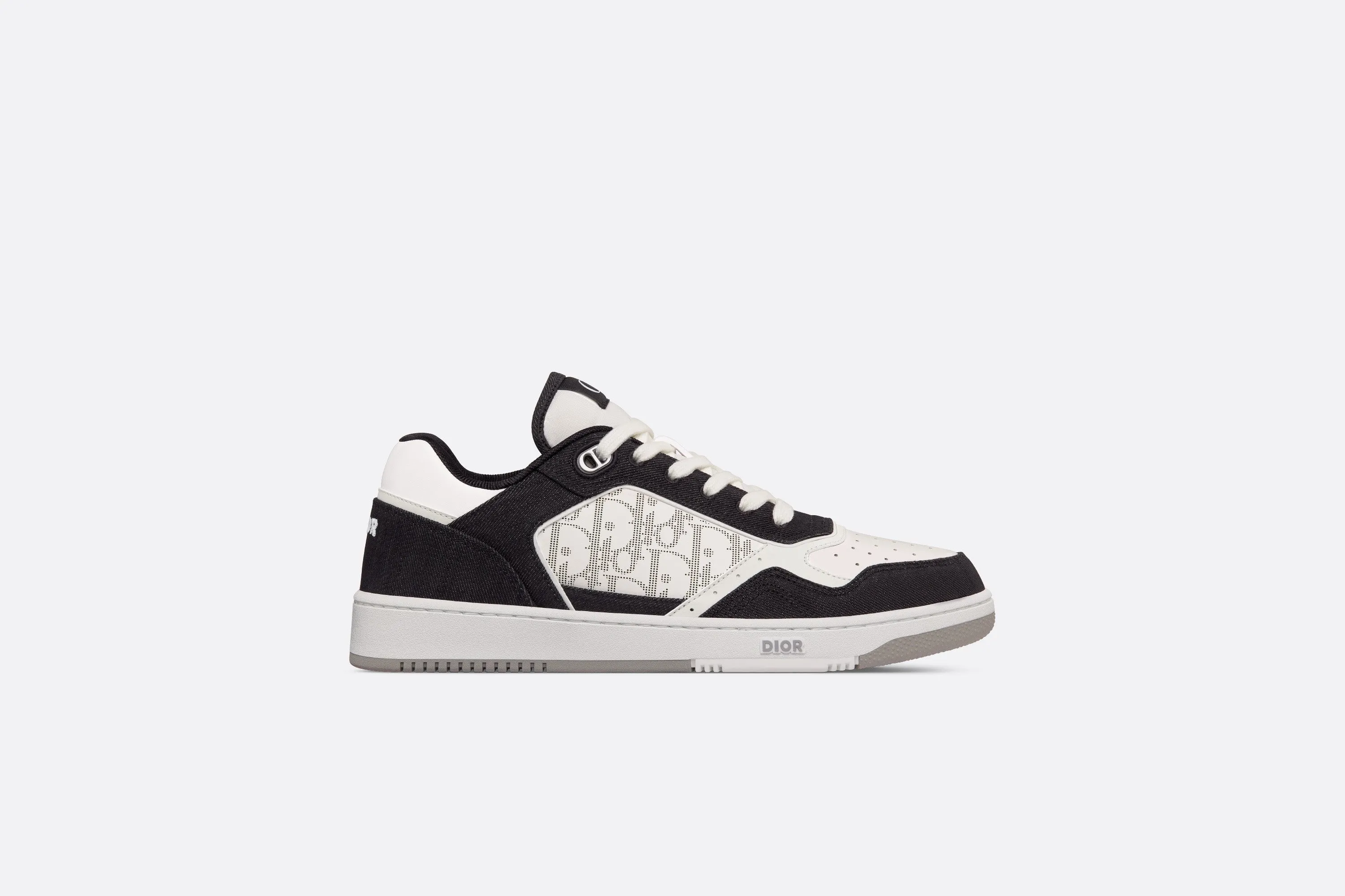 B27 Low-Top Sneaker • White Smooth Calfskin, Black Denim and White Dior Oblique Galaxy Leather
