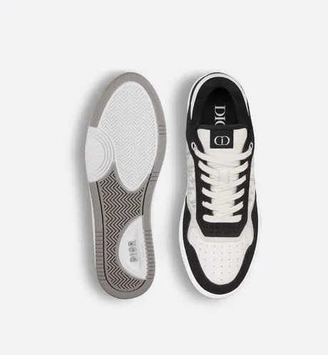 B27 Low-Top Sneaker • White Smooth Calfskin, Black Denim and White Dior Oblique Galaxy Leather