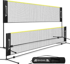 BAGAIL Badminton Net, Height Adjustable Kids Volleyball Net, Foldable Nylon Net 10 ft/14ft/17ft Wide, Tennis Net, Small Pickleball Net for Backyard Game and Indoor Outdoor Use, Easy Setup