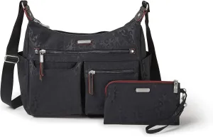 Baggallini Anywhere Hobo Crossbody Women 13x9.5 Water-Resistant Travel Purse Handbag Shoulder Bag W/RFID Wristlet