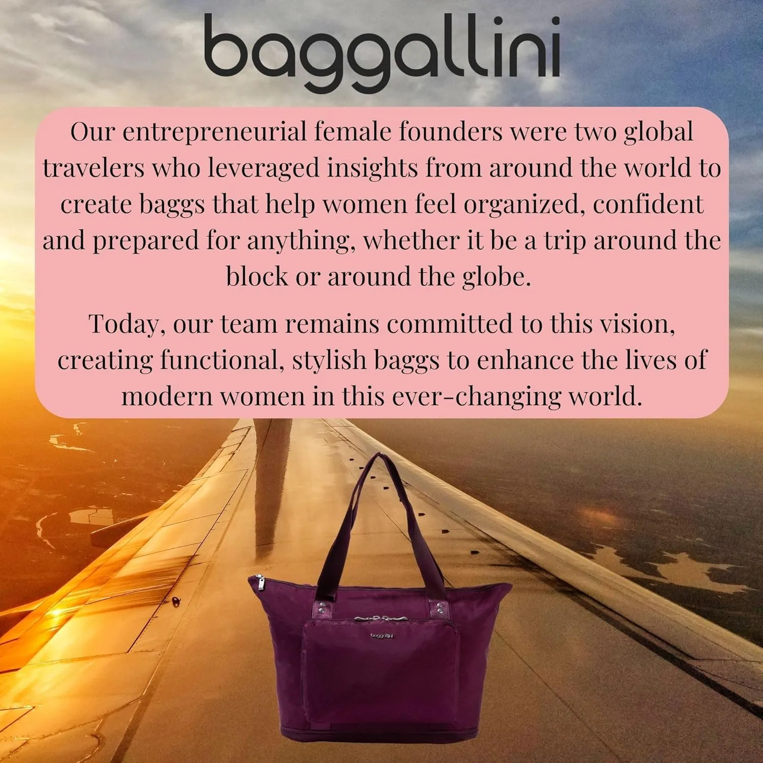 Baggallini Carryall Expandable Lightweight Travel Tote 22" Packable Folding Compact Nylon Washable Weekender w/Luggage Sleeve