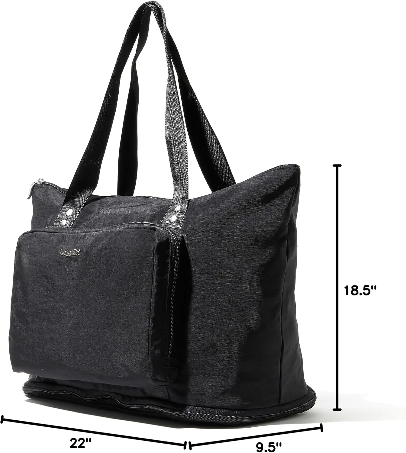 Baggallini Carryall Expandable Lightweight Travel Tote 22" Packable Folding Compact Nylon Washable Weekender w/Luggage Sleeve