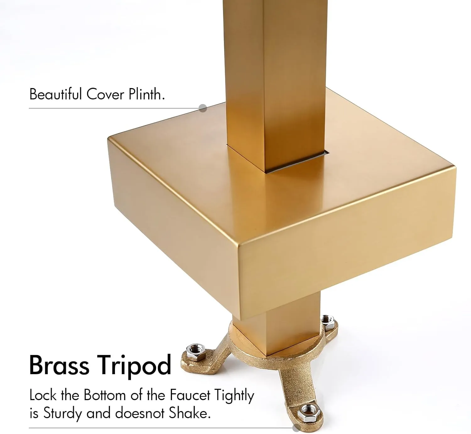 BAGNOLUX Bathtub Faucet Tub Filler Floor Mount Bathroom Faucets Brass Single Handle with Hand Shower (Waterfall Style B, Brushed Brass)