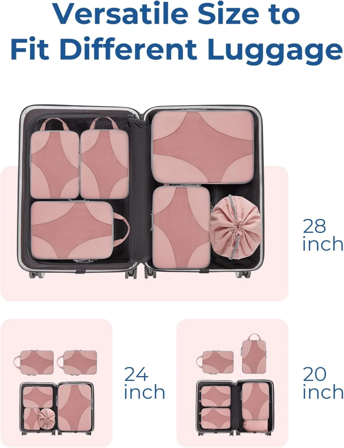 BAGSMART Compression Packing Cubes for Travel, Compressible Luggage Organizer for Cruise Ship, Lightweight Travel Essentials 6-Pack 1L 2M 2S 1Shoe Bag