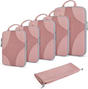 BAGSMART Compression Packing Cubes for Travel, Compressible Luggage Organizer for Cruise Ship, Lightweight Travel Essentials 6-Pack 1L 2M 2S 1Shoe Bag