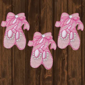 Ballet Dance Slippers Embroidered Patch — 3-Pack — Iron On