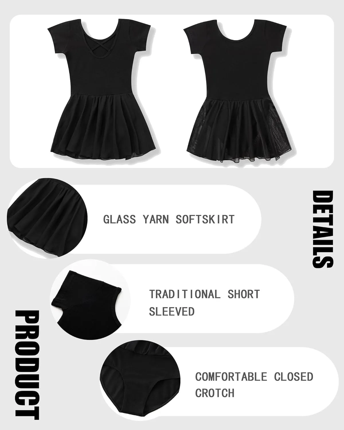 Ballet Leotards for Girls Ballet Dress for Toddler & Ballet Outfit with Criss-Cross Back, 2T-11Y