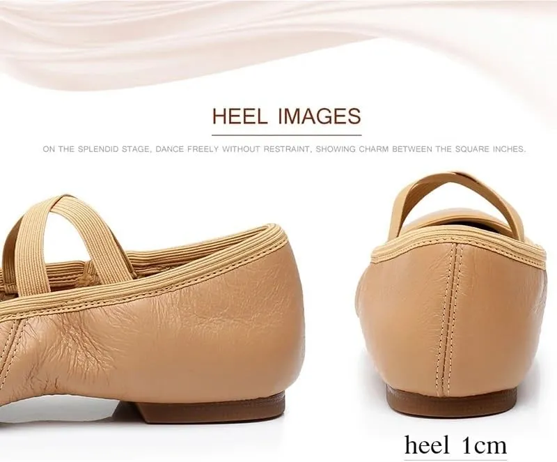 Ballet Shoes Genuine Leather Jazz Shoes Jazz Dance Shoes Tan Black Antiskid Sole Adults Dance Sneakers for Girls Women Shoe Dance(Black Cowhide Sole,40)