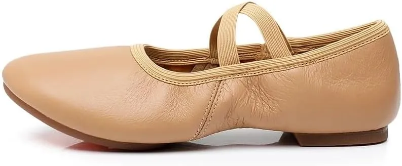 Ballet Shoes Genuine Leather Jazz Shoes Jazz Dance Shoes Tan Black Antiskid Sole Adults Dance Sneakers for Girls Women Shoe Dance(Black Cowhide Sole,40)