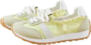 Ballet Sneakers for Woman Leather Trendy Wide Box Lace Up Ballerina Shoes Chunky Platform Heels Fancy Sporty Running Walking Ballet Shoes 2025 Spring Summer Casual Comfy