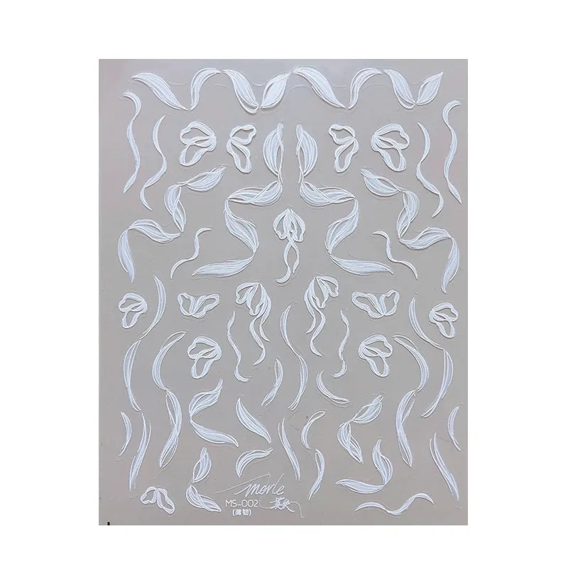 Ballet Streamer Nail Art Sticker - Black and White Camellia Design