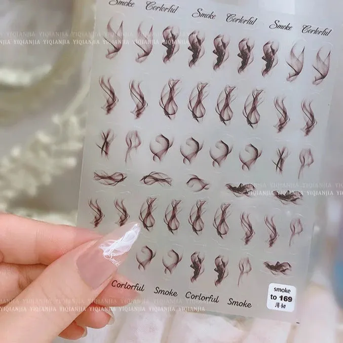 Ballet Streamer Nail Art Sticker - Black and White Camellia Design