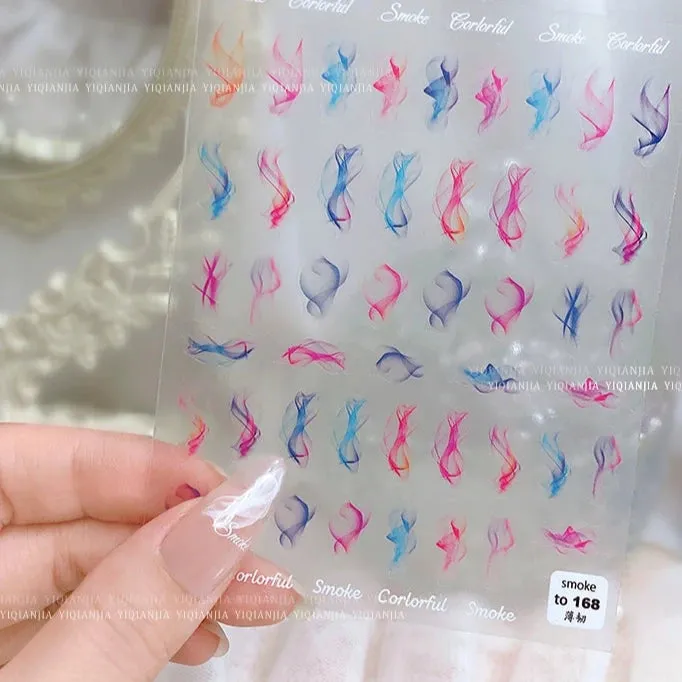 Ballet Streamer Nail Art Sticker - Black and White Camellia Design