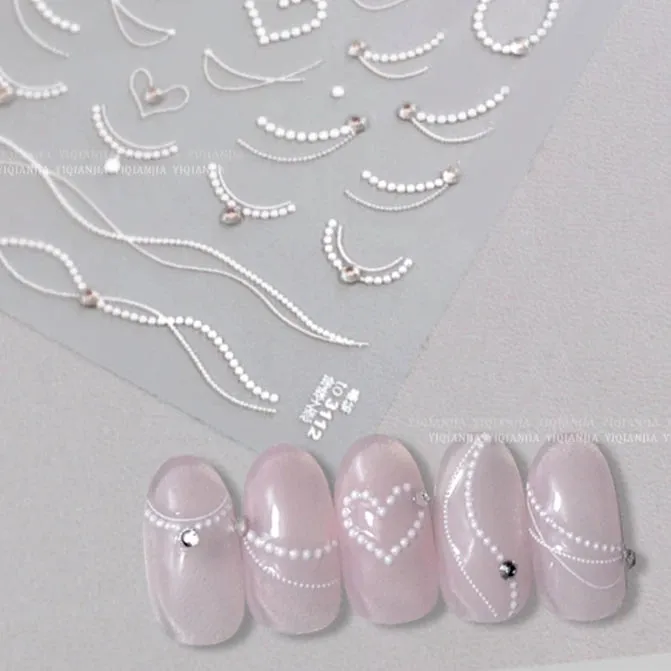Ballet Streamer Nail Art Sticker - Black and White Camellia Design