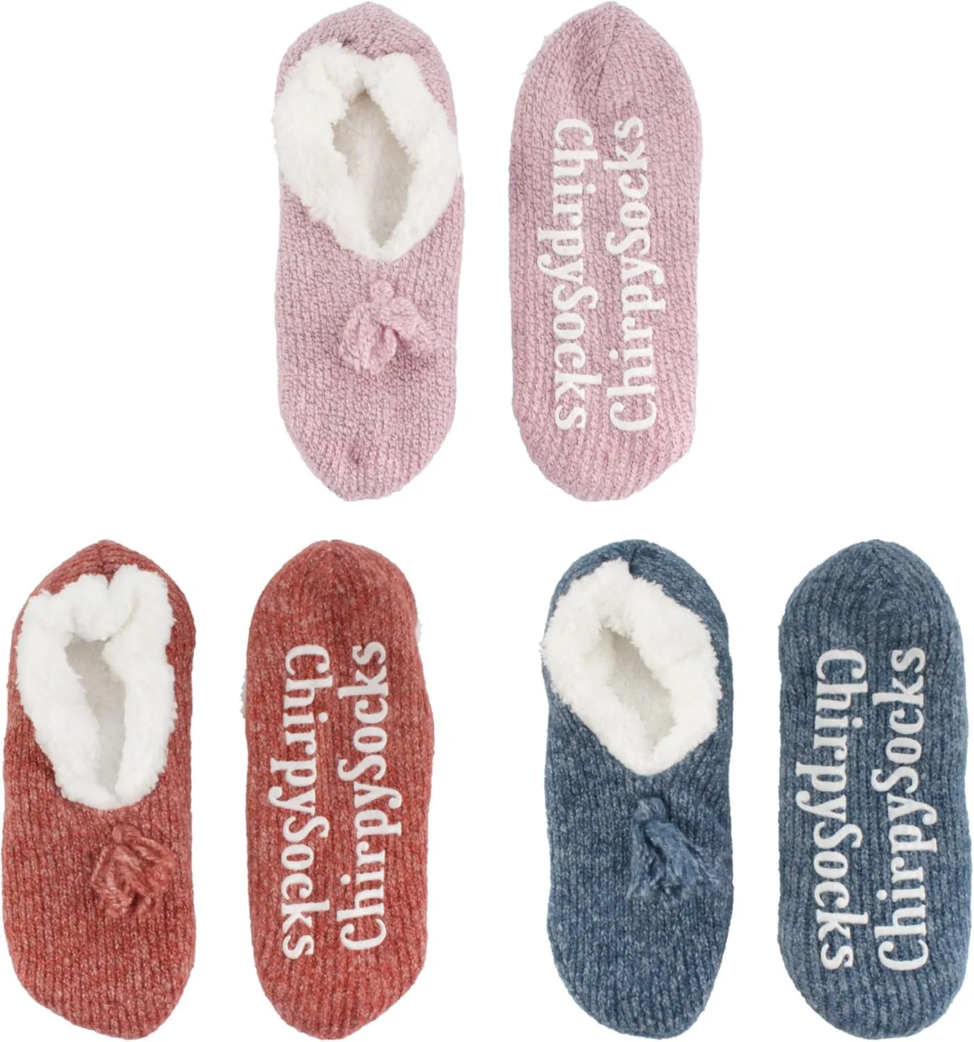 BambooMN Adult Women Soft Warm Cozy Fancy Yarn Slippers Non-Slip Lined Socks, Indoor Comfy House Travel Slippers