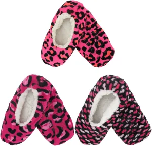 BambooMN Adult Women's Footies Slippers Non-Slip Lined Home Travel Socks - Varies Style and Colors - Value Pack