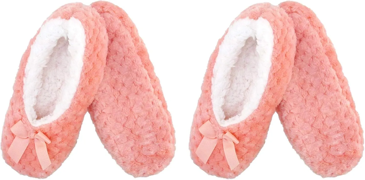 BambooMN Adult Women's Super Soft Warm Cozy Fuzzy Furry Slippers Non-Slip Lined Socks