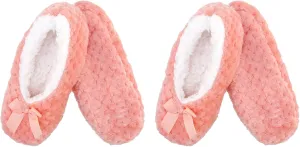 BambooMN Adult Women's Super Soft Warm Cozy Fuzzy Furry Slippers Non-Slip Lined Socks
