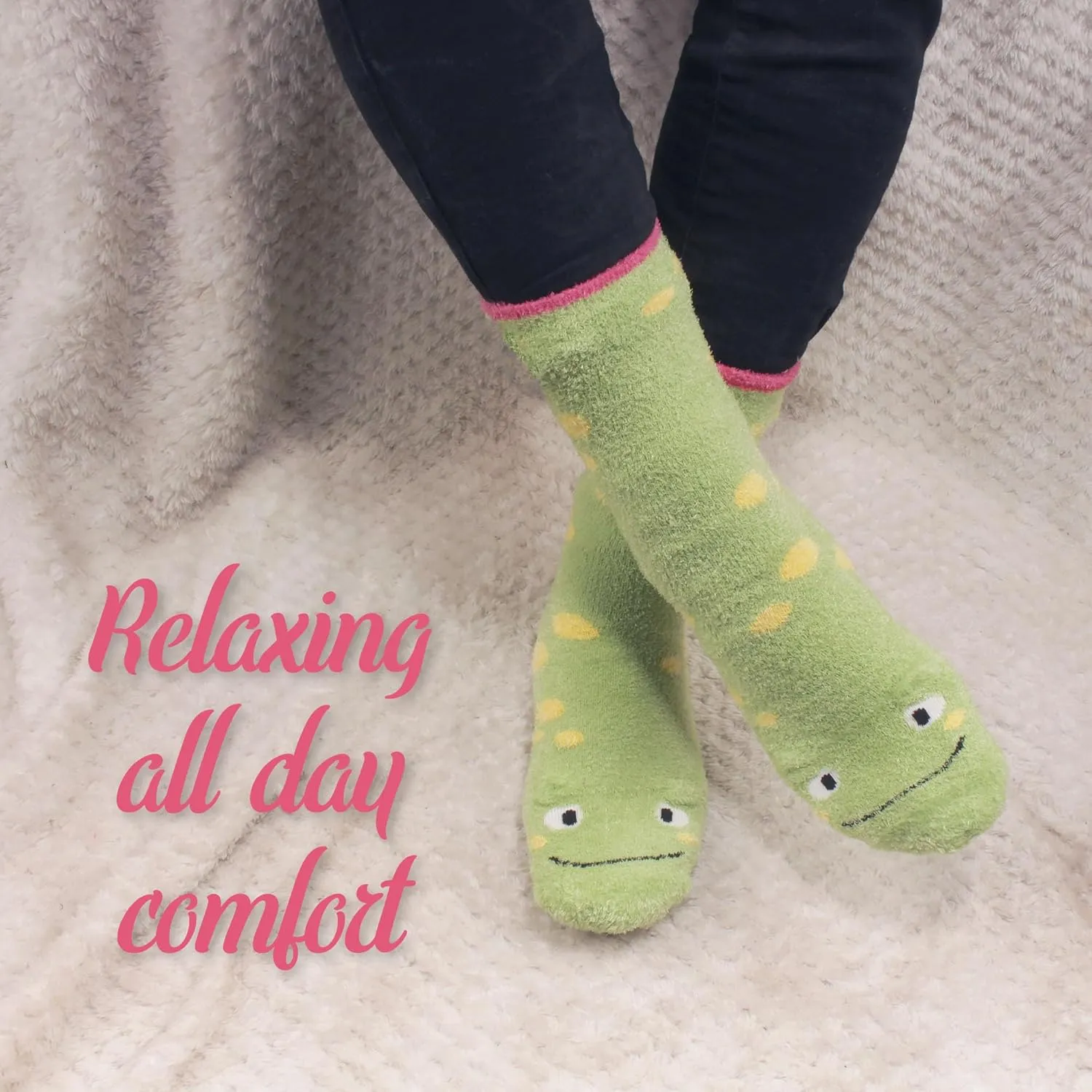BambooMN Super Soft Warm Cute Furry Animal Non-Slip Fuzzy Cozy Fluffly Crew Winter Home Socks, Value Pack