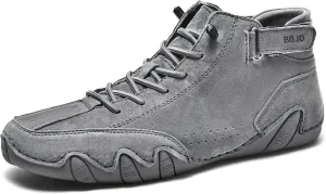 baobeijiadao Men's Beck Shoes Waterproof Non Slip High Top Chukka Boots Handmade Suede Caual Outdoor Sneakers