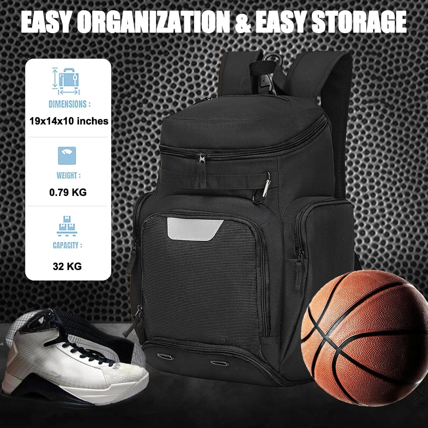 Basketball Backpack Large Sports Bag, Gym Bag with Ball Compartment and Shoe Compartment to Store Sports Shoes Water Bottles Laptops and Daily Necessities, Widely Used in Basketball, Soccer