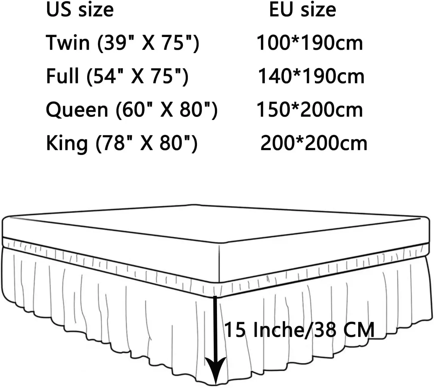 BBPM Bedding Base Valance Sheet Bed Skirt Style Bedspread Lace Bed Skirt Wrap Double/Single/Small Double Soft Microfibre - Pleated - Dustproof/creaseproof/Slip Proof,Green,Twin/100 * 190cm