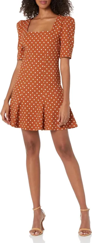 BCBGeneration Women's Fit and Flare Square Neck Empire Waist Puff Sleeve Mini Dress
