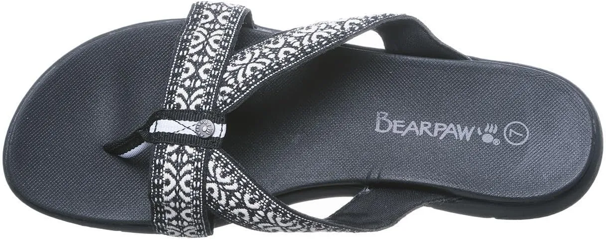 BEARPAW Women's Juniper Black Size 5 | Women's Flip Flop Sandal | Women's Shoe | Comfortable & Lightweight