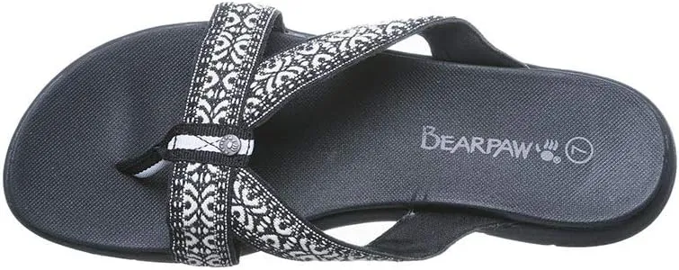 BEARPAW Women's Juniper Black Size 5 | Women's Flip Flop Sandal | Women's Shoe | Comfortable & Lightweight
