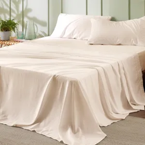 Bedsure Queen Sheet Set - 4 Pieces Soft Queen Size Sheets - Breathable & Cooling - Hotel Luxury - Easy Care Polyester Microfiber Bedding for Women, Men, Beige